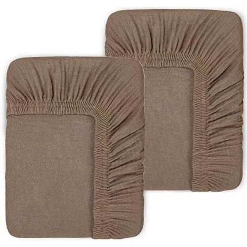2 Pack Taupe Brown Muslin Cotton Crib Sheets for Boys & Girl- Neutral Breathable Crib Mattress Sheets Fitted for Standard 28"x 52"- Nursery Décor No Slip Bed Cover