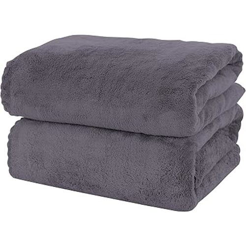 MOONQUEEN 2 Pack Premium Bath Towel Set - Quick Drying - Microfiber Coral Velvet Highly Absorbent Towels - Multipurpose Use as Bath Fitness, Bathroom, Sports, Yoga Towel (Dark Grey, Bath Towel)