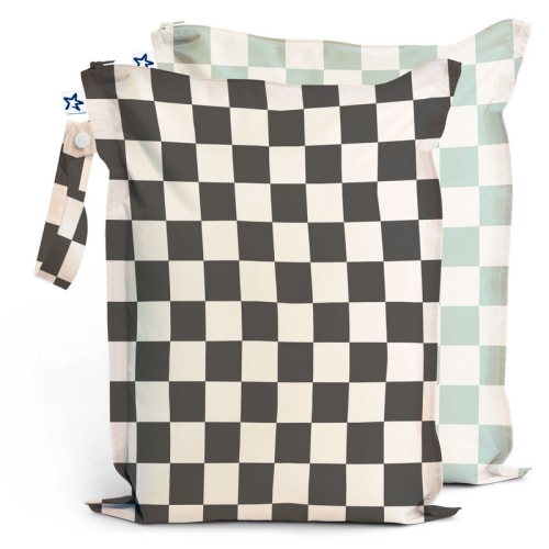 Mess-Proof Wet Bags (2pk) - Black/Sage Checkers