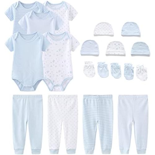 Chamie Unisex Baby Short Sleeve Bodysuits Newborn Clothes Cotton Preemie Layette Set