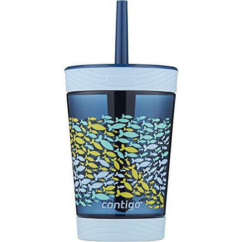 Contigo 2076700 Spill-Proof Kids Tumbler, 14 oz, Nautical Blue, 14 Ounce, BPA Free Plastic