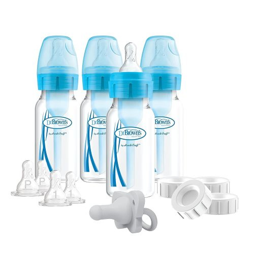 Dr. Brown's Natural Flow Anti-Colic Options+ Narrow Breast to Bottle Pump & Store Feeding Set, Blue