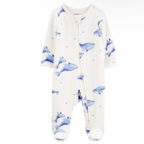 Baby Whale Print Zip-Up PurelySoft Sleep & Play Pajamas