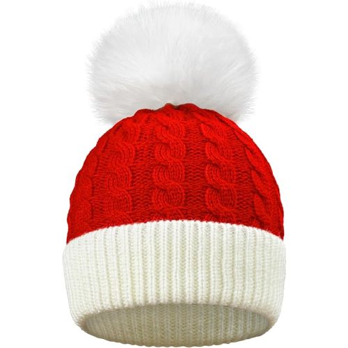 Christmas Knit Santa Hat Baby Knitted Beanie Hat for Infant Toddler 0 to 3 Years Old Red