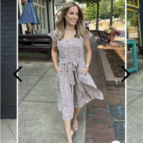Belted Nursing Midi with Pockets- Beige Floral