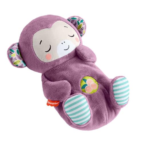 Fisher-Price Baby Toy Soothe ‘n Snuggle Purple Monkey Plush Portable Sound Machine with Breathing Motion & Lights for Newborns Ages 0+ Months