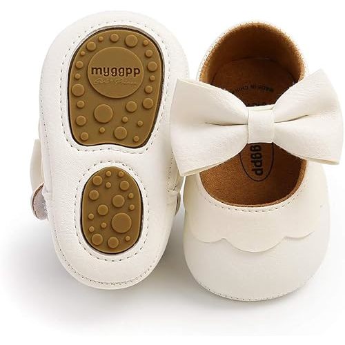 Baby Girls Mary Jane Flats with Bowknot Floral Princess Wedding Dress Shoes Soft Newborn Infant Crib First Walkers Prewalker