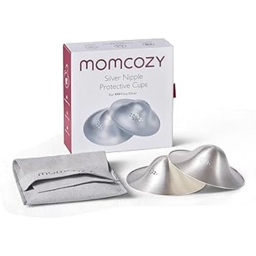 Momcozy 999 Silver Nursing Cups Original Perforated Breathable Design, 999 Silver Nipple Cover for Breastfeeding Essential, Silver Nipple Shield for Nursing Newborn, Metal Nipple Shields, Regular Size