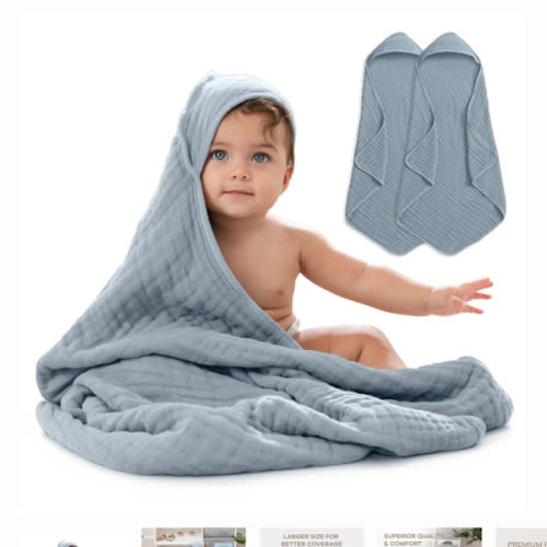 Baby Hooded Towels in Pacific Blue Pack of 2 – Comfy Cubs