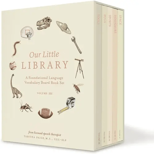 Our Little Library Vol. 3: A Foundational Language Vocabulary Board Book Set for Babies, Including Bugs, Dinosaurs, Sports, Space, and Trucks (Our Little Adventures Series)