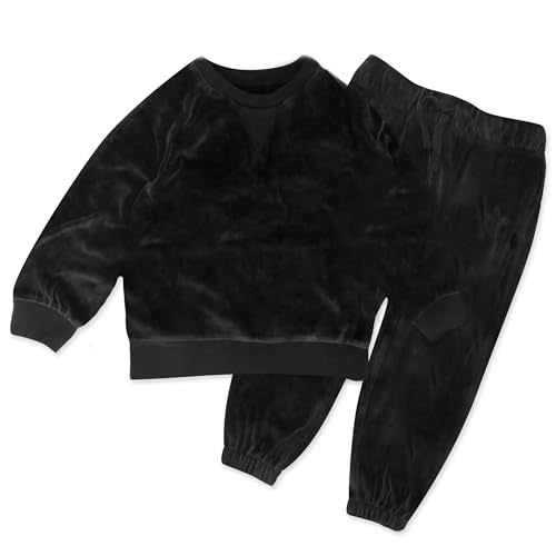 HONESTBABY Velour Pullover Hoodie and Zip Front Sweatshirt and Jogger Sweatpants Set