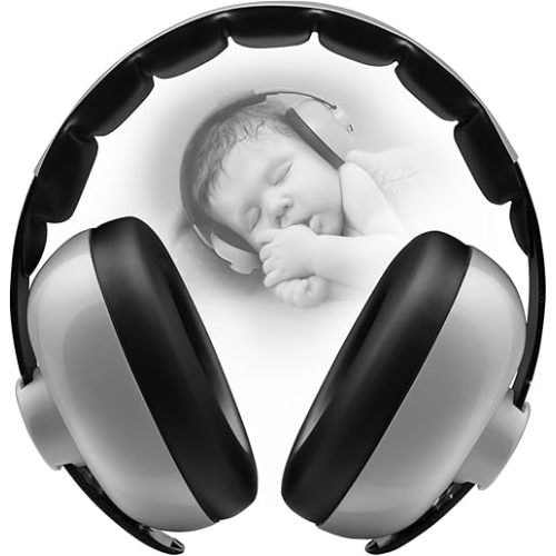 Baby Noise Cancelling Headphones - Baby Ear Protection 3-36 Months - Comfortable Baby Headphones Against Hearing Damage & Improves Sleep - Grey