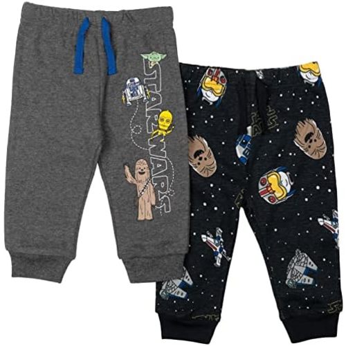 STAR WARS Darth Vader Stormtrooper C-3PO Chewbacca R2-D2 Baby Yoda 2 Pack Jogger Pants Newborn to Infant