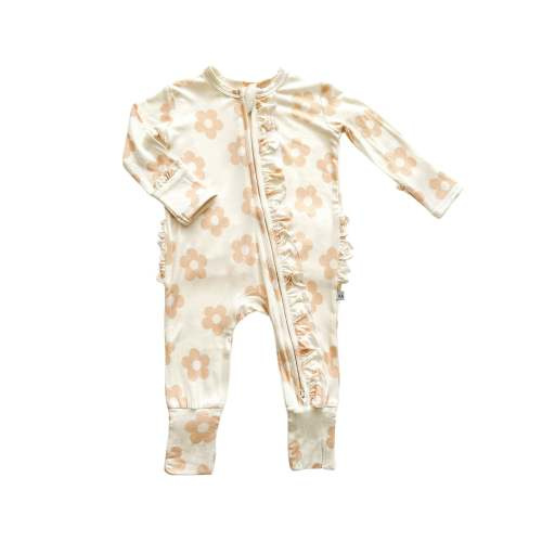 Ruffle Zipper One Piece - Blush Daisy