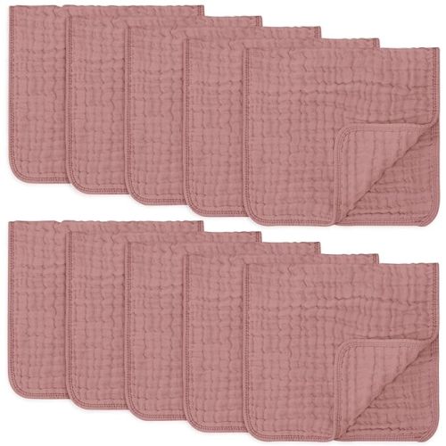 Comfy Cubs Muslin Burp Cloths, 10 Pack - Mauve