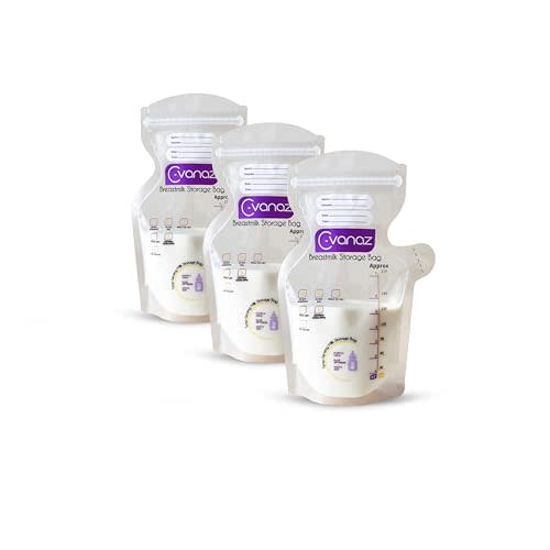 C-vanaz Breastmilk Storage Bags,120 Count 7Oz / 210 ml, Temp-Sensing Color Change, No Leak, Freezer Safe Bag, Presterilized Milk Storage Bag, Self Standing, Easy Pour Spout Milk Bag, Extra Thick