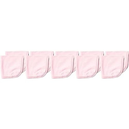 HonestBaby 10-Pack Organic Cotton Baby-Terry Wash Cloths, Pink, One Size