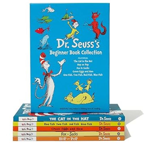 Dr. Seuss's Beginner Book Boxed Set Collection: The Cat in the Hat; One Fish Two Fish Red Fish Blue Fish; Green Eggs and Ham; Hop on Pop; Fox in Socks