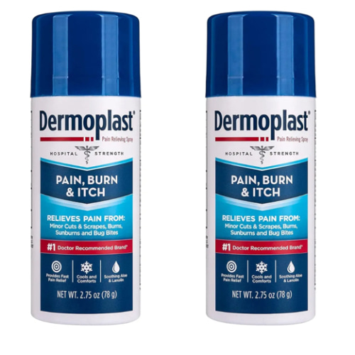 Dermoplast Pain, Burn & Itch Relief Spray for Minor Cuts, Burns and Bug Bites, 2.75 Oz, Pack of 2 (Packaging May Vary)