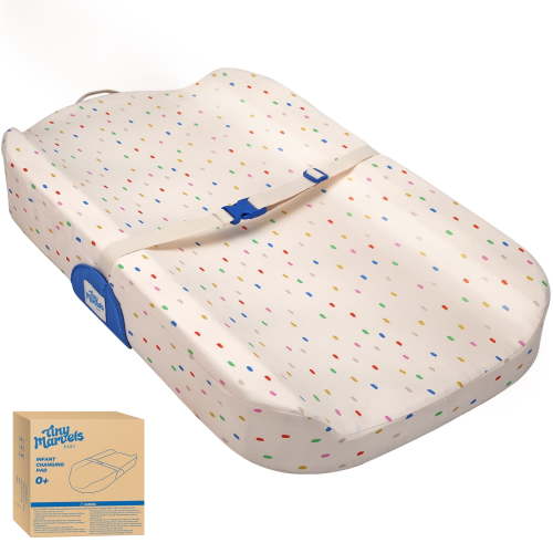 Tiny Marvels Non-Slip Changing Pad, Upgrade Size (18" x 31.50"), Soft Washable Cover, Safe Contoured Baby Changing Pad Fits Standard Changing Tables & Dressers