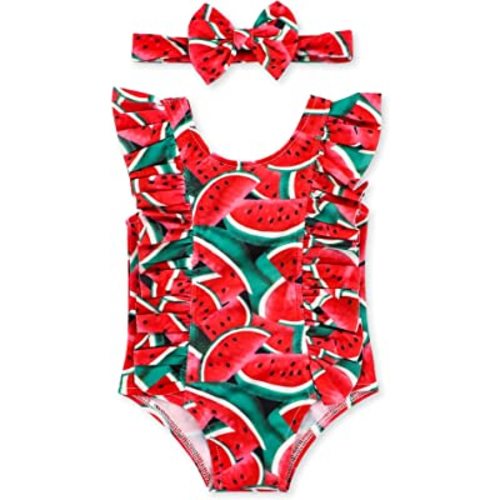 KANGKANG Baby Girl One Piece Swimsuit Infant Girl Elegant Sunsuit Ruffled Swimwear Bathing Suits