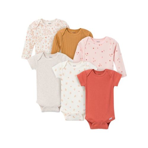 Gerber Baby Girls' 6-Pack Onesies Bodysuits, Red, 3-6 Months