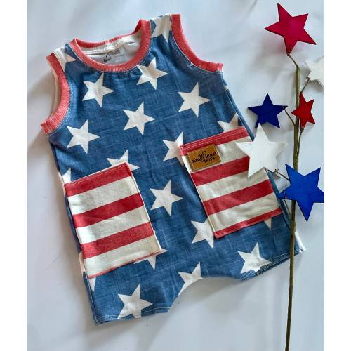 4th of July Romper/baby boy summer romper/summer baby clothes/stars and stripes romper/Organic Baby Clothes/baby boy/toddler boy