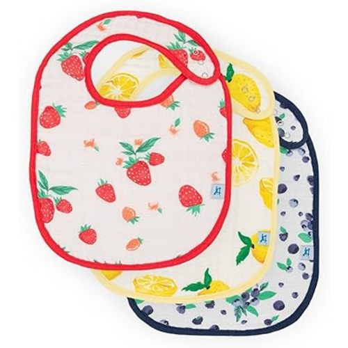 Little Unicorn Cotton Muslin Classic Bib 3 Pack – 100% Cotton – Machine Washable - 3 Lightweight, Breathable Layers