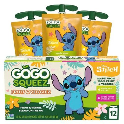 GoGo squeeZ Fruit & VeggieZ Apple Pear Carrot and Apple Carrot Mixed Berry Blend Pouches - 38.4oz/12ct (Packaging May Vary)