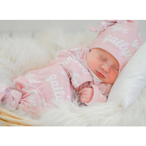 Solid Baby Pink Personalized Newborn Baby Knot Gown