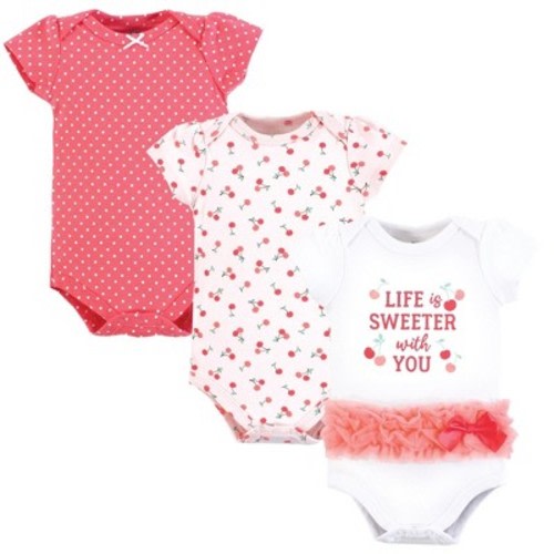 Hudson Baby Infant Girls Cotton Bodysuits 3-Pack, Life Is Sweeter Tutu, Newborn