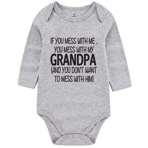 shlrzy Mess with Grandpa Baby Boy Clothes Unisex Funny Baby Bodysuits Girl