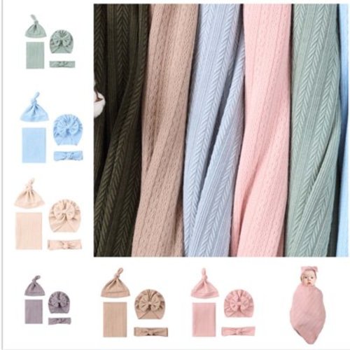 JLFNYA Baby Swaddle Set Newborn,Newborn Receiving Blanket,Receiving Headband Blankets and Bow Hat,Newborn Essentials,Soft Nursery Swaddling Blankets,Stretchy Baby Blankets for Girls and Boys Unisex
