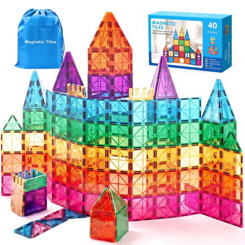 Magnetic Tiles for Kids Classic Set Magnetic Building Blocks STEM Toys for Boys Girls Preschool Learning Toy Classroom Must Haves