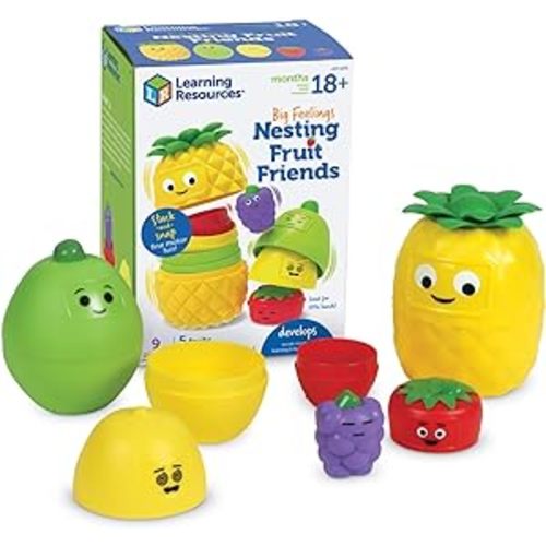 Learning Resources Big Feelings Nesting Fruit Friends, 9 Pieces, Ages 18+ Months, Social Emotional Learning Toys, Sensory Toys, Speech Therapy Materials