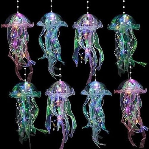 Jellyfish Lanterns - 8 Pcs Jellyfish Party Decorations, Hanging Jelly Fish Lanterns for Mermaid Theme Party Under The Sea Ocean Birthday Decoration & Gifts for Women Girls Baby (4 Colors)