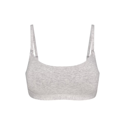 COTTON JERSEY MATERNITY NURSING SCOOP BRALETTE | LIGHT HEATHER GREY