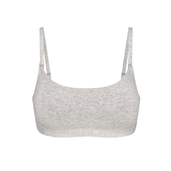 COTTON JERSEY MATERNITY NURSING SCOOP BRALETTE | LIGHT HEATHER GREY | SKIMS | L