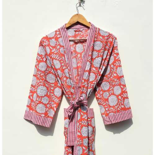 100% Cotton Kimono Robes Pure Cotton Kimono Block Print Cotton Kimono Festival Clothing Kimono Kaftan Orintal Robe Woman's