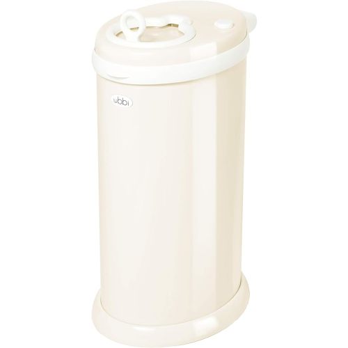 Ubbi Stainless Steel Diaper Pail, Odor Locking, No Special Bag Required, Award-Winning, Registry Must-Have, Cream