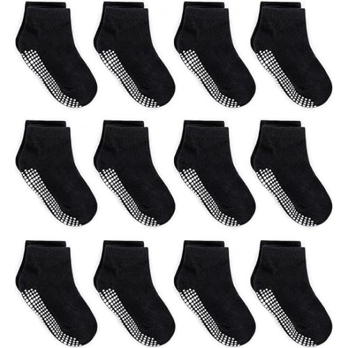 Zaples Baby Non Slip Grip Ankle Socks with Non Skid Soles for Infants Toddlers Kids Boys Girls