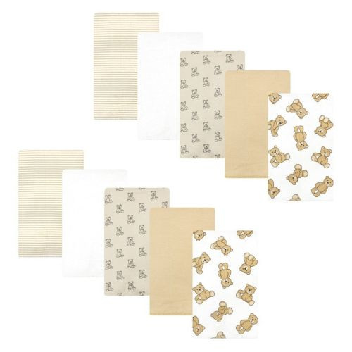 Hudson Baby Cotton Flannel Burp Cloths, Teddy Bears 10 Pack, One Size