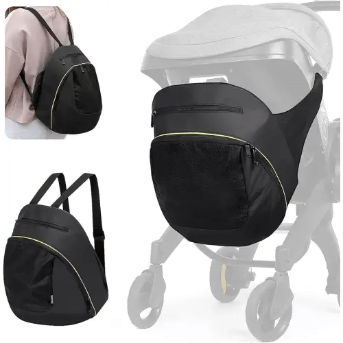 Clip-On Storage Bag Compatible with Doona Stroller & Carseat, Large Capacity Storage Space Diaper Bag with Non-Slip Zipper, Stroller Organizer Bag Wearable Backpack Mother's Bag All Day Bag