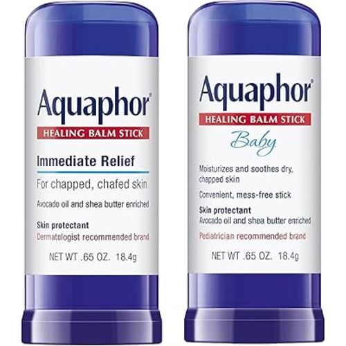 Aquaphor Skin Care Set with Avocado Oil and Shea Butter, Healing Balm Stick (0.65 Oz) + Baby Healing Balm Stick (0.65 Oz), Hypoallergenic and Soothes Dry, Chapped Skin
