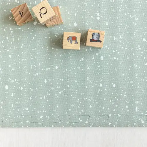 Kids Play Mat - Non-Toxic Foam - Terrazzo Moss Green | Copenhagen Kid