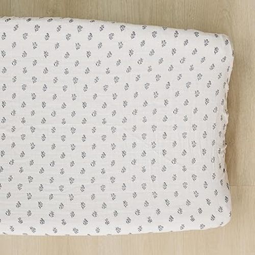 Mebie Baby Changing Pad Cover, Cream Berry, 100% Muslin Cotton Changing Table Pad Cover for Baby Boy and Girl, Designer Nursery Decor Covers, Diaper Changing Pad Cover for Changing Station