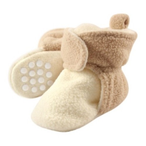 Luvable Friends Baby and Toddler Cozy Fleece Booties, Cream Tan, Size: 2 toddler