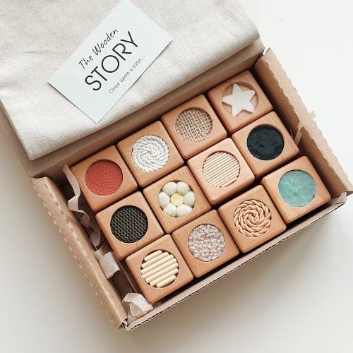 Montessori sensory blocks - Wooden toys for toddlers - Baby sensory toys - First birthday gift - Toddler montessori toys - Wooden blocks