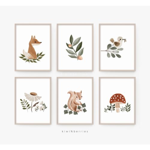 Boho Nursery prints, Earth Neutral Wall art, Printable Nursery Art,Forest Woodland,Boho Kids Room Decor,Organic Wall art,Set of 6 printables