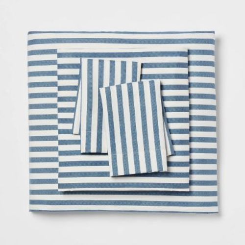 Twin/Twin XL Microfiber Sheet Set Blue Stripe - Room Essentials™